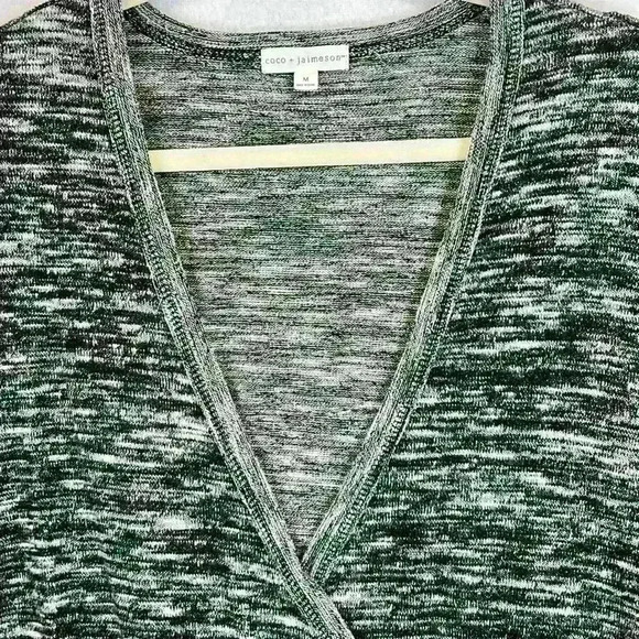 Coco + Jaimeson Sweater Women’s Medium (8-10) Heathered Black Faux Wrap - Picture 4 of 10